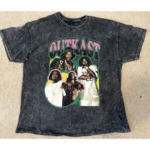 Outkast T-Shirt Men's Size XL Tie Dye Black Rap Tee Acid Wash*